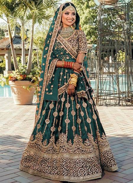 More Peach Colour Heavy Bridal Wedding Wear Embroidery Work Latest Lehenga Collection Kb 1061 More Peach